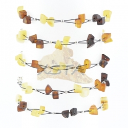 Raw mix amber bracelet with wire